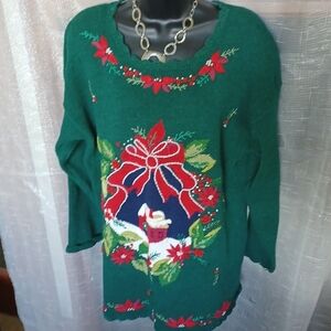 🐝VTG Carly St. Claire Ugly Christmas Sweater Embroidered Sweater, L